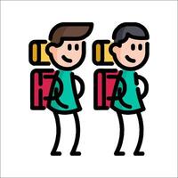 Two people with backpacks standing next to each other vector