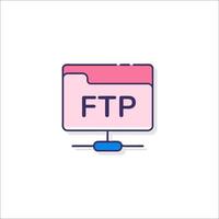 Ftp icon on a computer screen vector