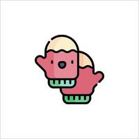 A cartoon ice cream mitten with a pink and green design vector