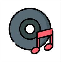 A music note and a record are shown in a flat style vector