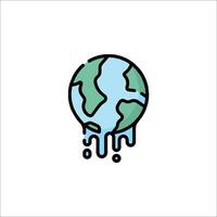 A melting earth icon with a drip of water vector