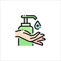 Hand washing soap dispenser with soap and water icon vector
