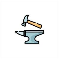 A hammer and an anvil icon on a white background vector