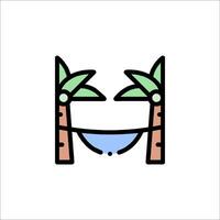 A cartoon palm tree with a hammock in the middle vector