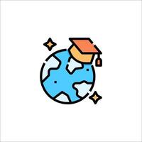 The earth is surrounded by a graduation cap vector