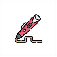A red pen and a yellow cord connected to it vector