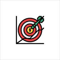 A dart hitting a target in the center of a dartboard vector