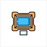 A computer monitor with a blue screen on it vector