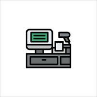 A computer monitor and a cash register icon vector