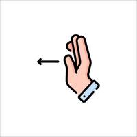 A hand with a finger pointing to an arrow vector