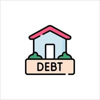 A house with the word debt on it vector
