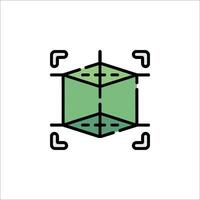 A green cube with a square in the middle vector
