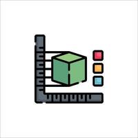 A cube with a line on it and a bar graph vector