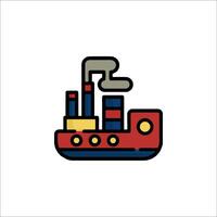 A red and blue ship with smoke coming out of it vector