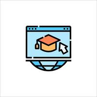 A computer screen with a graduation cap on it vector