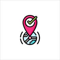 A map pin with a check mark on it vector