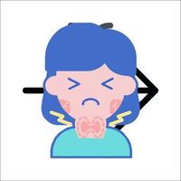 A woman with a sore throat and an arrow pointing to the right vector