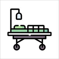 A hospital bed with a light on it vector