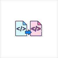 A file icon with a blue arrow pointing to the left vector