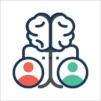 A brain and two people are connected by a line vector