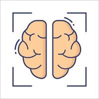 Two brain icons, one with a white background and one with a blue background vector