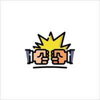 Two hands are holding each other in a fist vector