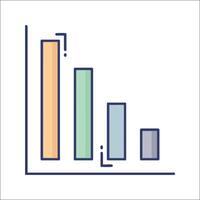 A bar chart with a line going up vector