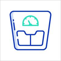 A blue icon of a scale with a clock on it vector