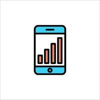 Mobile phone icon with bar chart on top vector