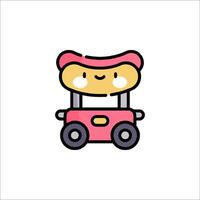 A cute little car with a hat on it vector