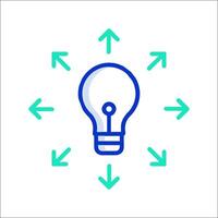An icon of a light bulb surrounded by arrows vector