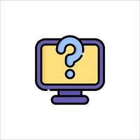 Question mark icon on computer monitor vector