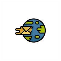 Mail envelope icon with earth and envelope vector