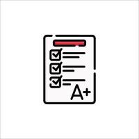 A checklist icon with a red line vector