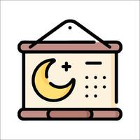 A calendar with a crescent and moon on it vector