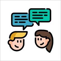 Two people talking with speech bubbles above them vector