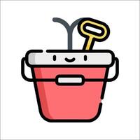 A bucket with a shovel and a shovel in it vector