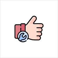 A hand with a thumb up and a wrench icon vector