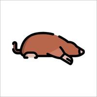 A cartoon rat is lying on its back vector