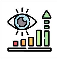 An eye and a bar chart icon vector