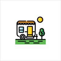 A small trailer with a tree and a sun vector