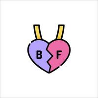 A broken heart with the letters bf on it vector