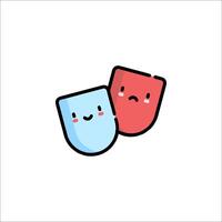 Two red and blue pillows with faces on them vector
