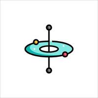 An illustration of a space station with a planet vector