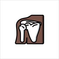 A tooth with a broken piece of bone on it vector