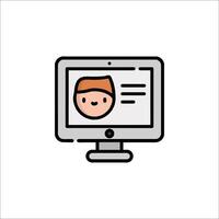 A computer monitor with a person's face on it vector