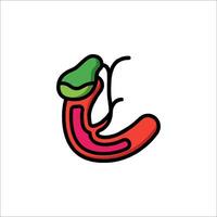 A cartoon of a stomach with a green leaf vector