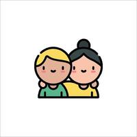 Two people hugging icon in a flat style vector