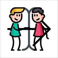 Two people are holding hands and standing next to a pole vector
