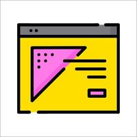 A web page with a pink triangle on it vector